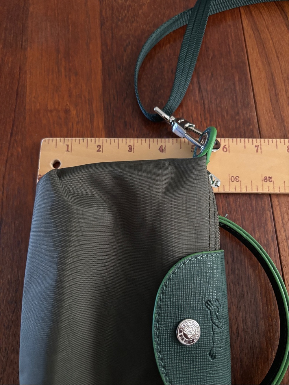 Longchamp Small Crossbody in Dark Green with Lime Accents - Picture 10 of 10